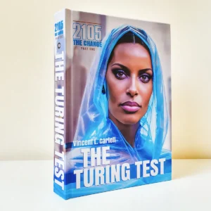The Turing Test paperback edition book cover by Vincent L. Cartell – 2105: The Change sci-fi novel