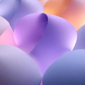 Velvet Buffering – surreal and abstract artwork in soft pastel tones with flowing, abstract forms resembling inflated nodes or padded structures, ideal for modern interiors.